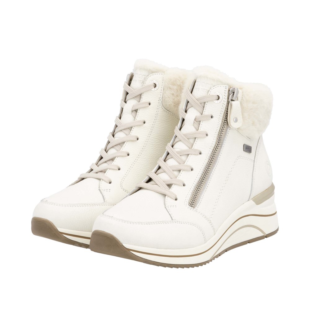 REMONTE Damen Boots Stiefelette Wollweiß D0T77-80 echt Leder