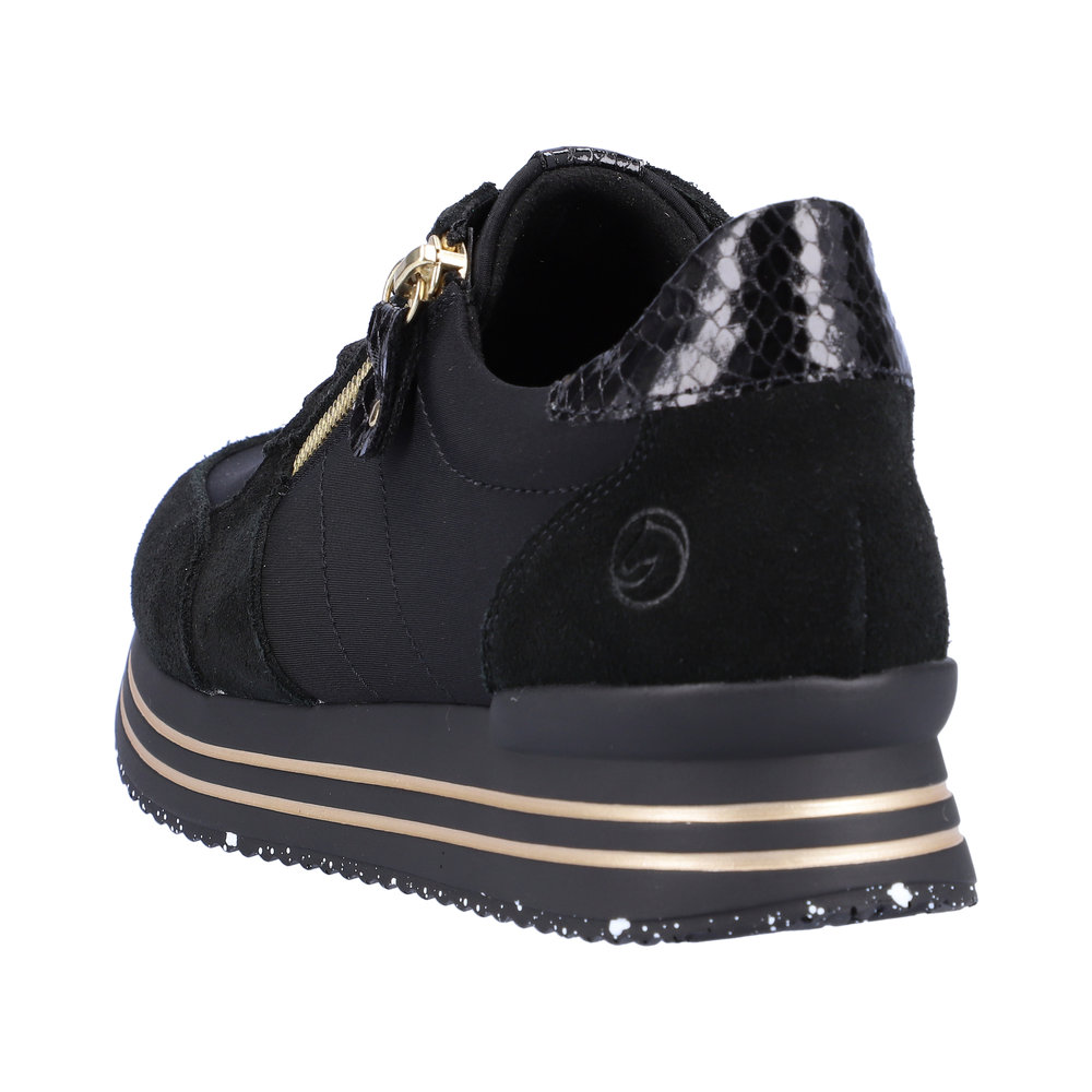 REMONTE Damen Sneaker schwarz gold D1316-01 Reißverschluss