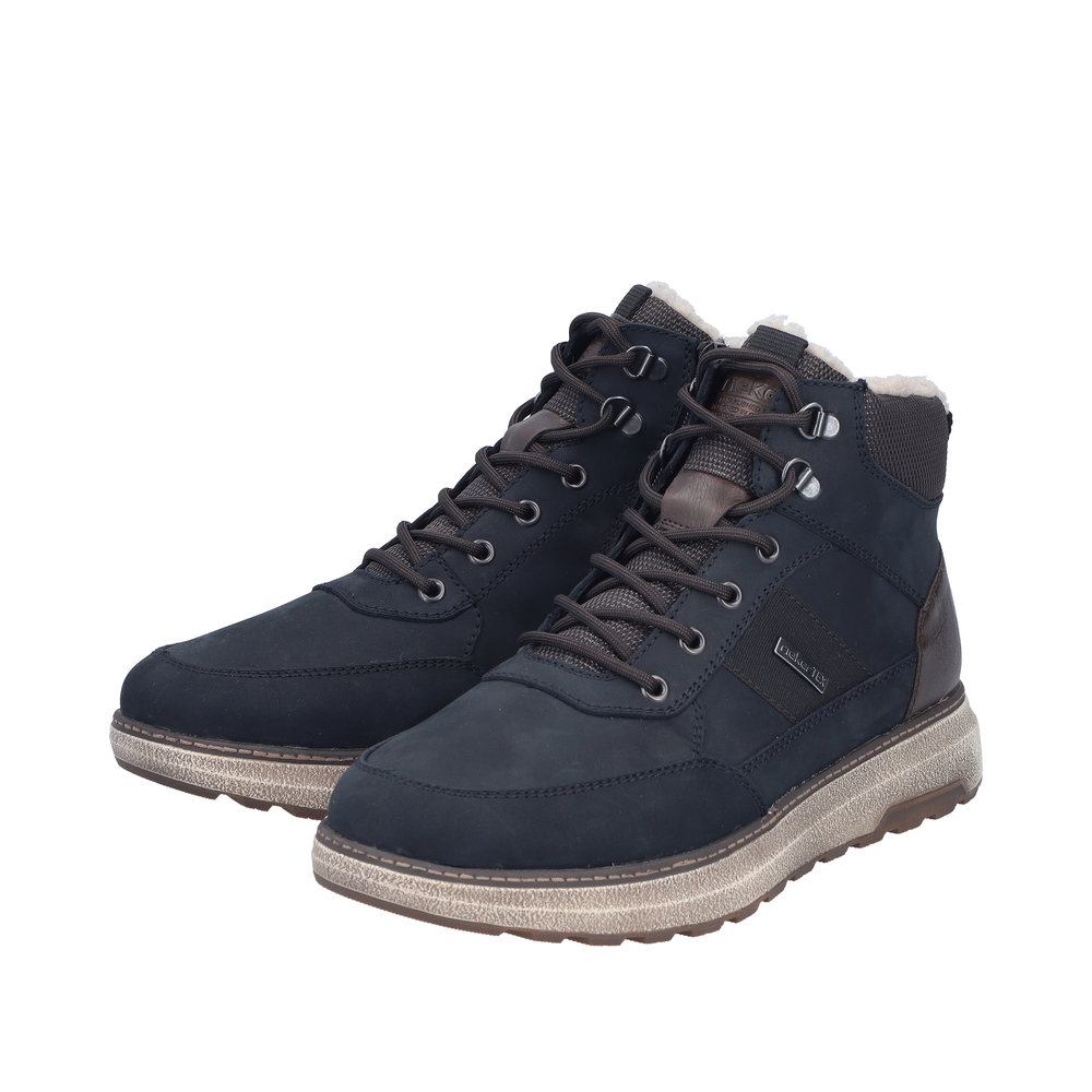 RIEKER Herren Stiefelette blau B5546-14 Leder und TEX
