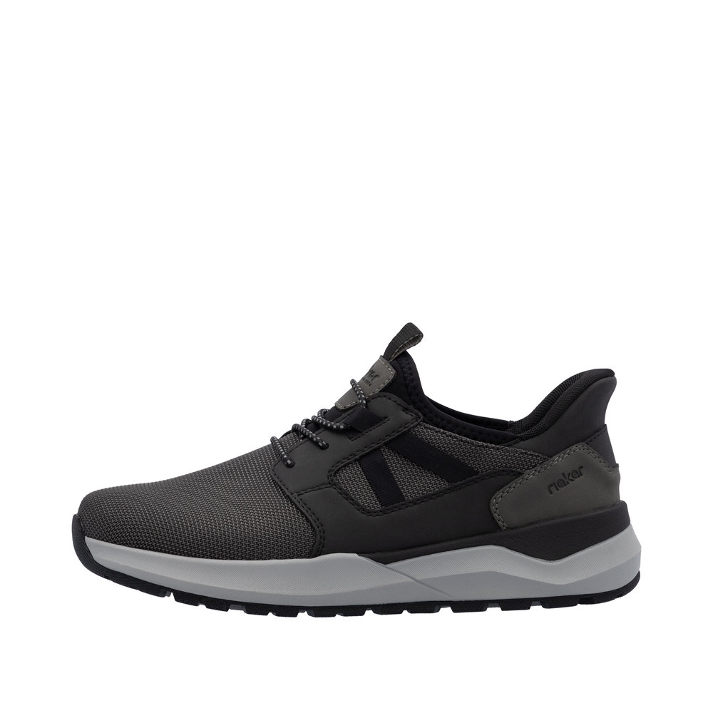 RIEKER Herren Sneaker Slipper schwarz grau 06051-00 Ready-2-Go