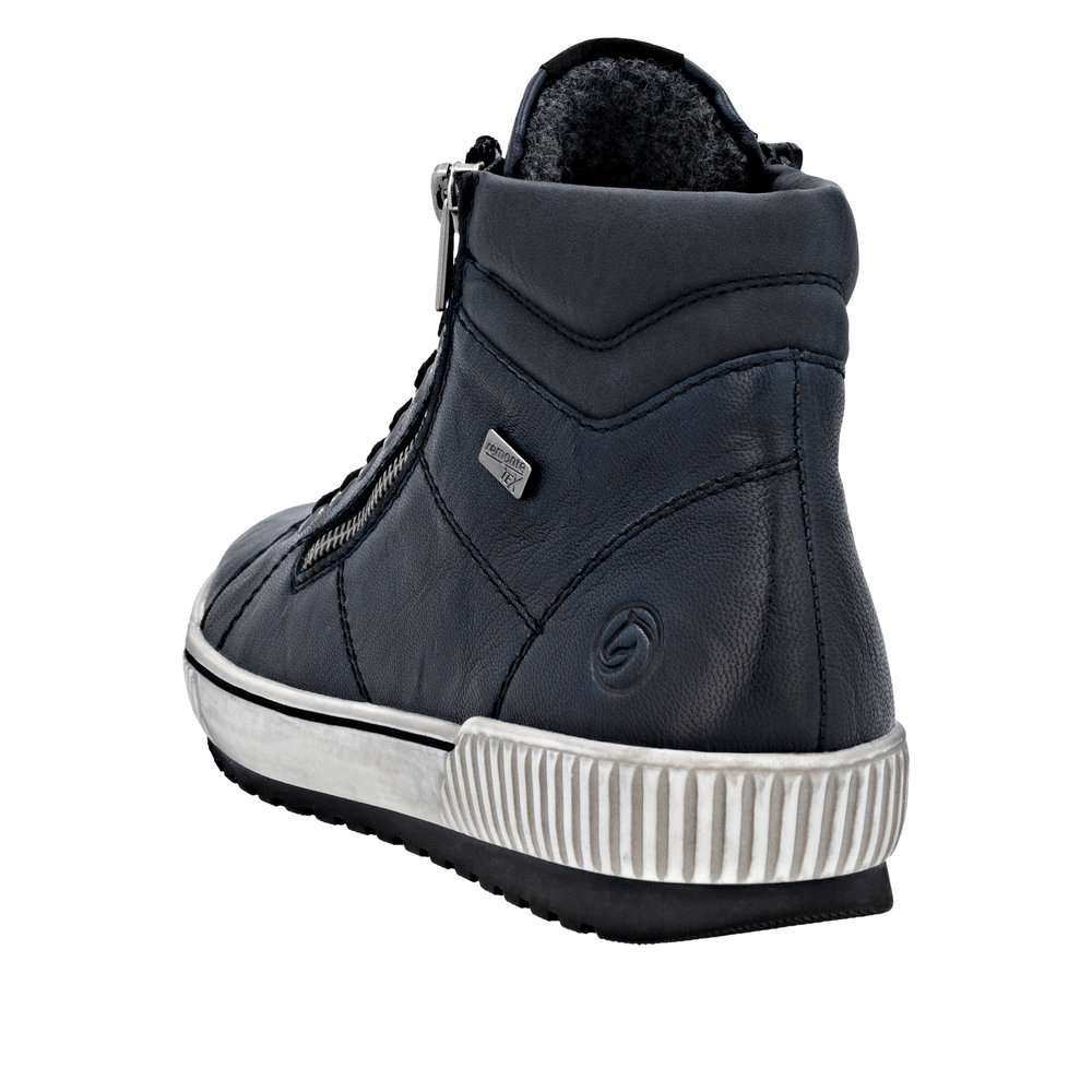 REMONTE Damen Stiefelette Marine Blau D0772-15 Leder und TEX