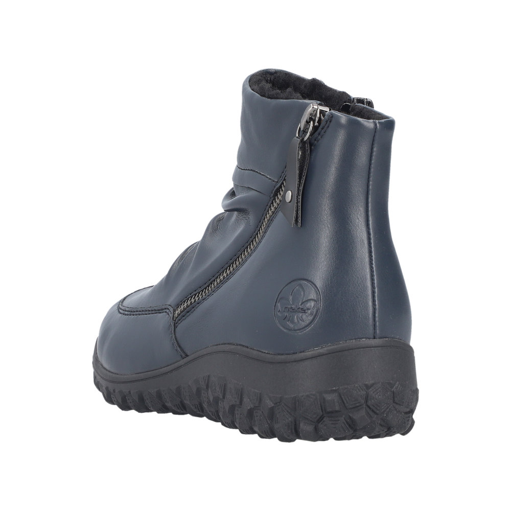 RIEKER Damen Stiefelette blau 59585-14 mit 2 Reißverschlüssen