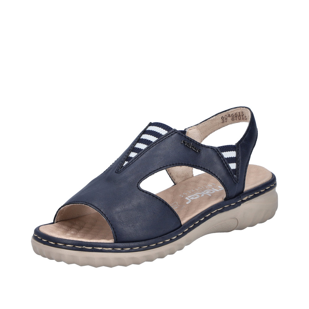RIEKER Damen Sandale blau 60466-15 genopptes Fußbett