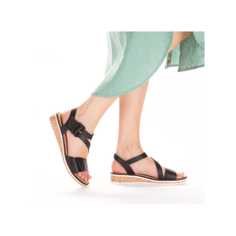 RIEKER Damen Sandale schwarz V3660-02 Leichtgewicht