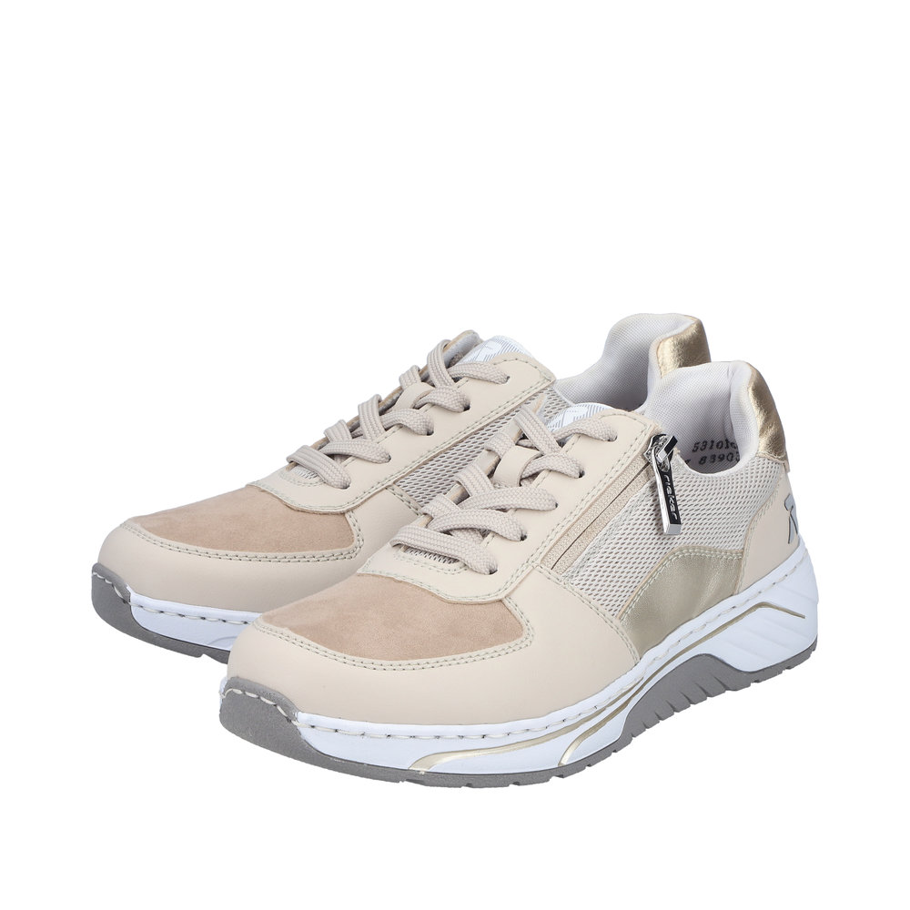 RIEKER Damen Sneaker beige 53101-60 mit Reißverschluss
