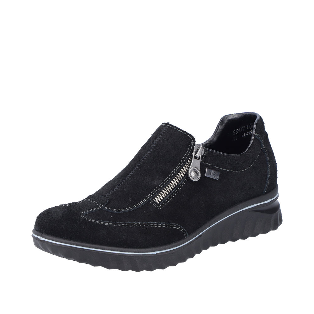 RIEKER Damen Halbschuh Slipper schwarz 59071-00 Reißverschluss