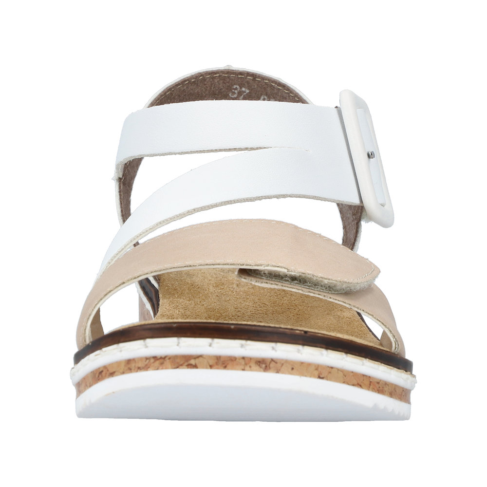 RIEKER Damen Sandale weiß beige V3660-60 mit Klettverschluss RIEKER Damen Sandale weiß beige V3660-60 mit Klettverschluss