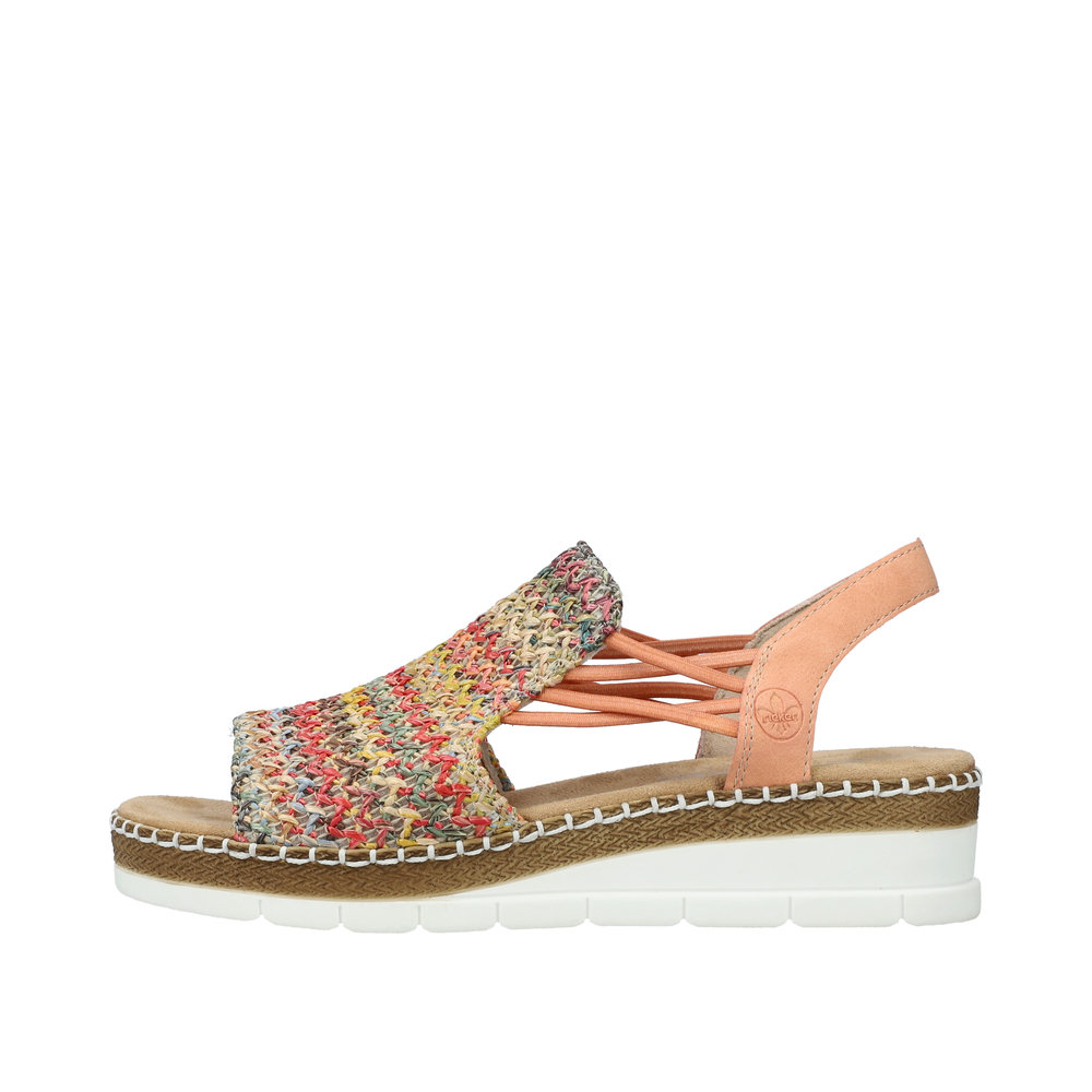 RIEKER Damen Sandale beige kombi V1241-90 Gummizug
