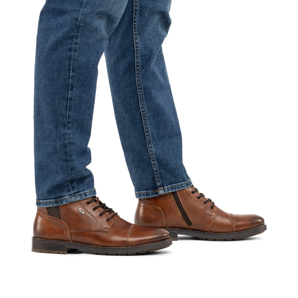 RIEKER Herren Stiefelette braun F4512-24 Leder und TEX