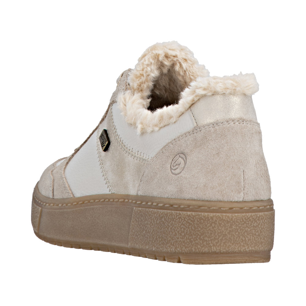 REMONTE Damen Retro Sneaker weiß beige D2T02-80 mit Warmfutter