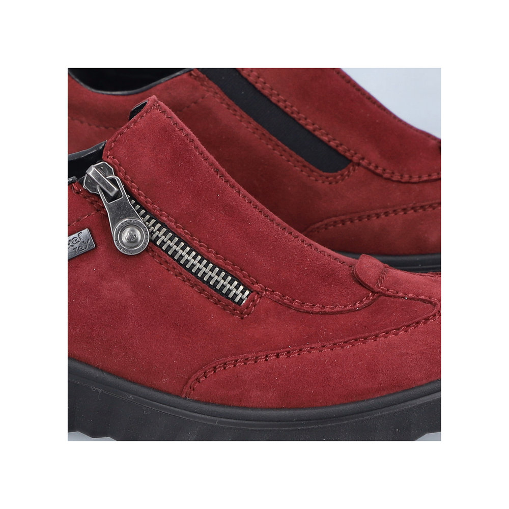 RIEKER Damen Halbschuh Slipper rot 59071-35 mit Reißverschluss