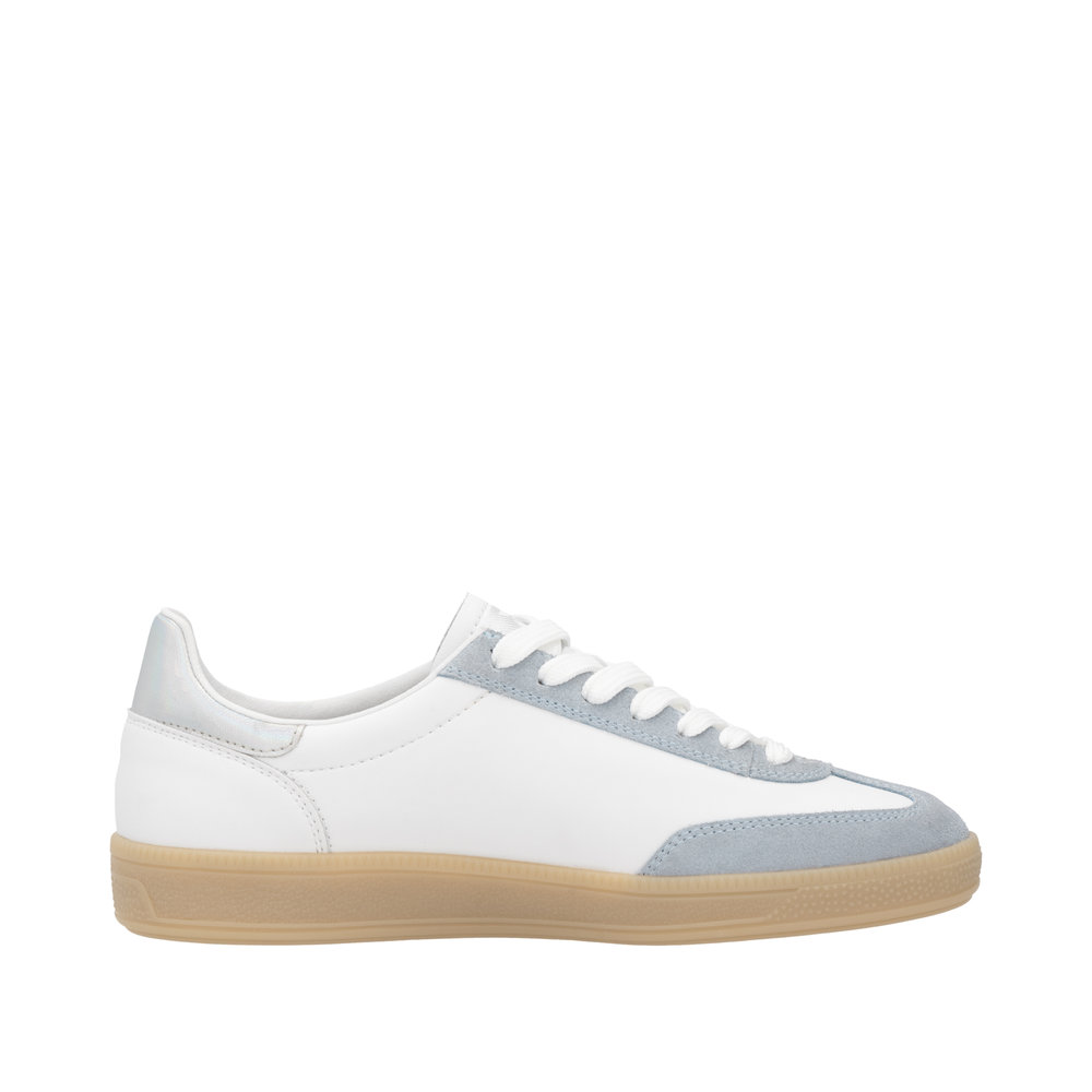 RIEKER Damen Retro Sneaker weiß hellblau W2200-84