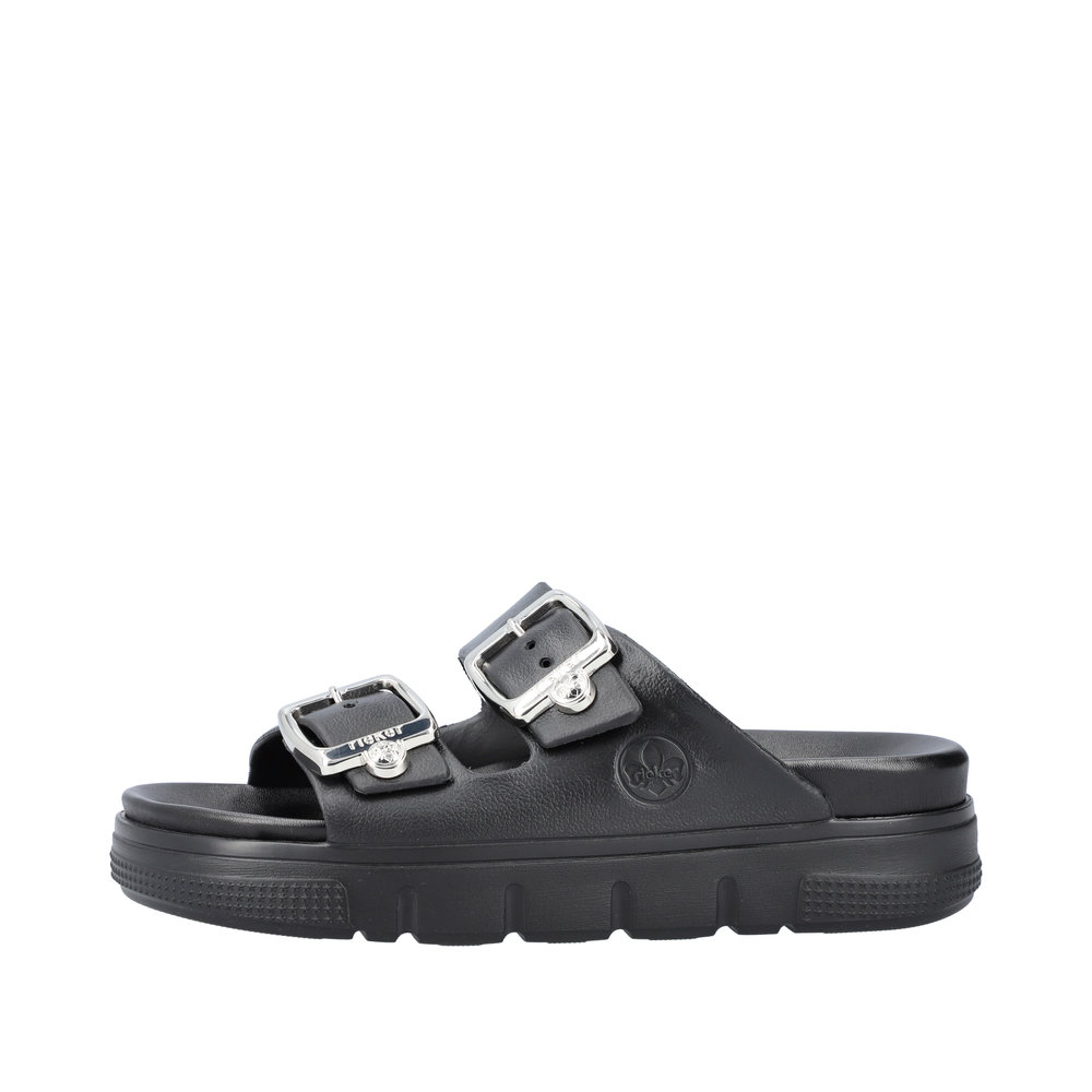 RIEKER Damen Pantolette Schwarz P2180-00 EVA Sohle