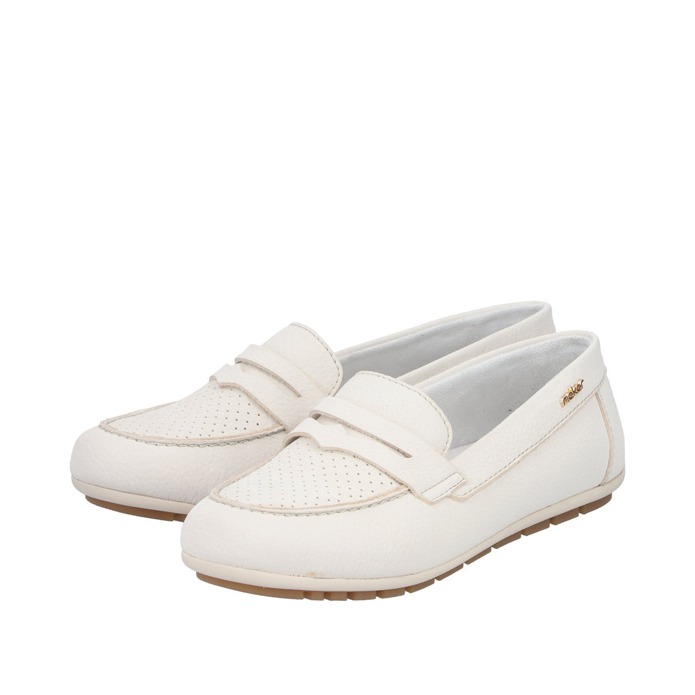 RIEKER Damen Loafer Mokassin creme weiß 43862-80