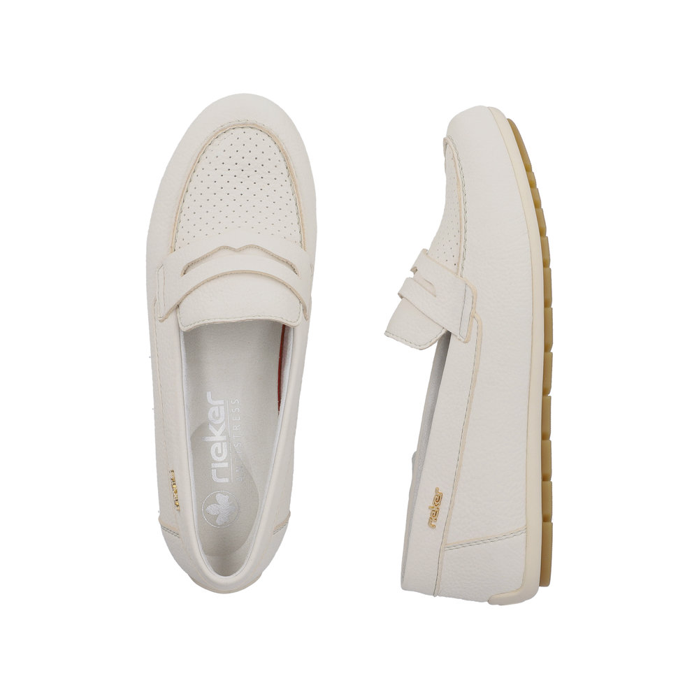 RIEKER Damen Loafer Mokassin creme weiß 43862-80