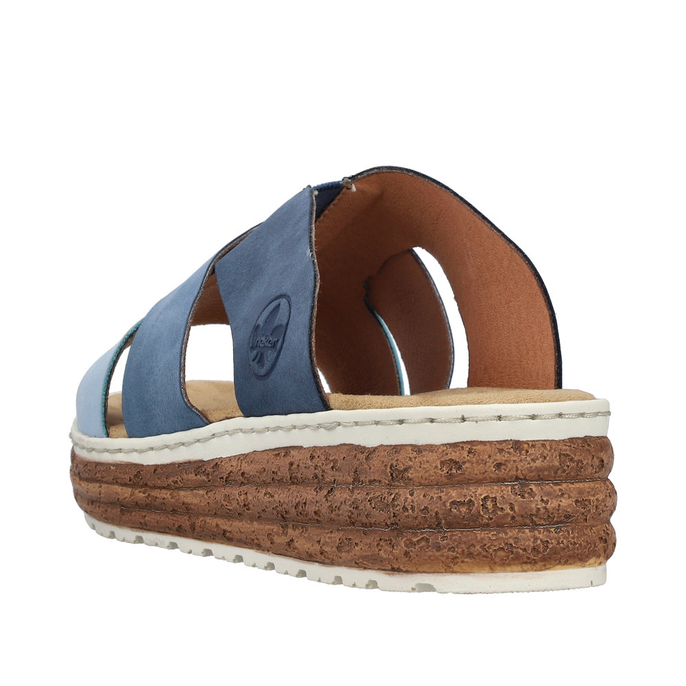 RIEKER Damen Pantolette blau 62780-12 Keilabsatz