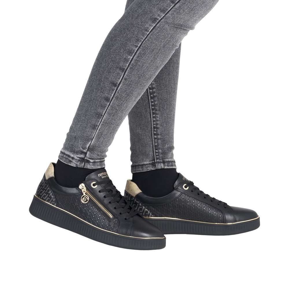 REMONTE Damen Sneaker schwarz gold D2E00-03