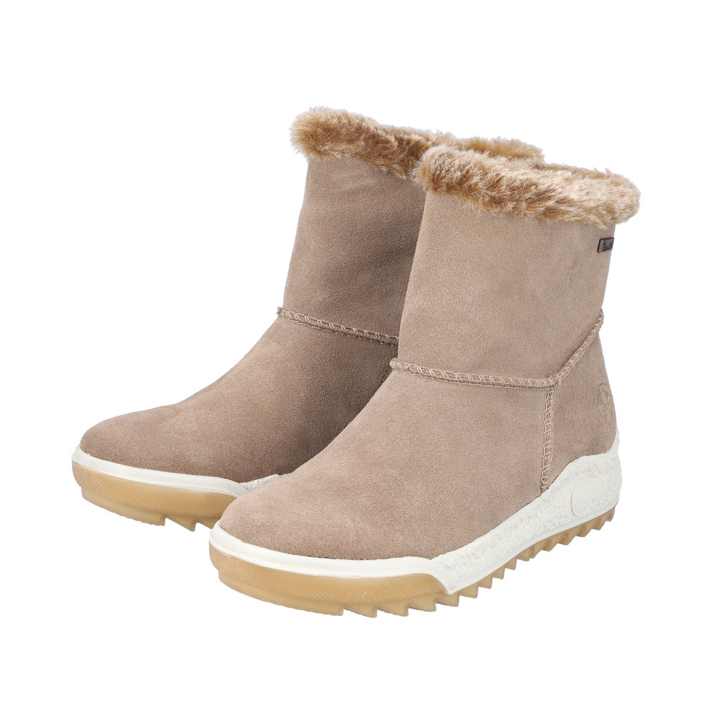 RIEKER Damen Stiefelette beige Y4780-64 Leder und Warmfutter