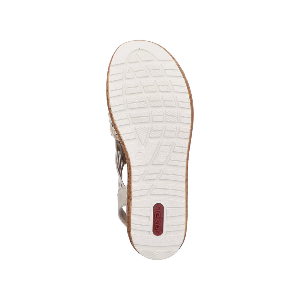 RIEKER Damen Sandale beige silber 62741-60 Gummizug