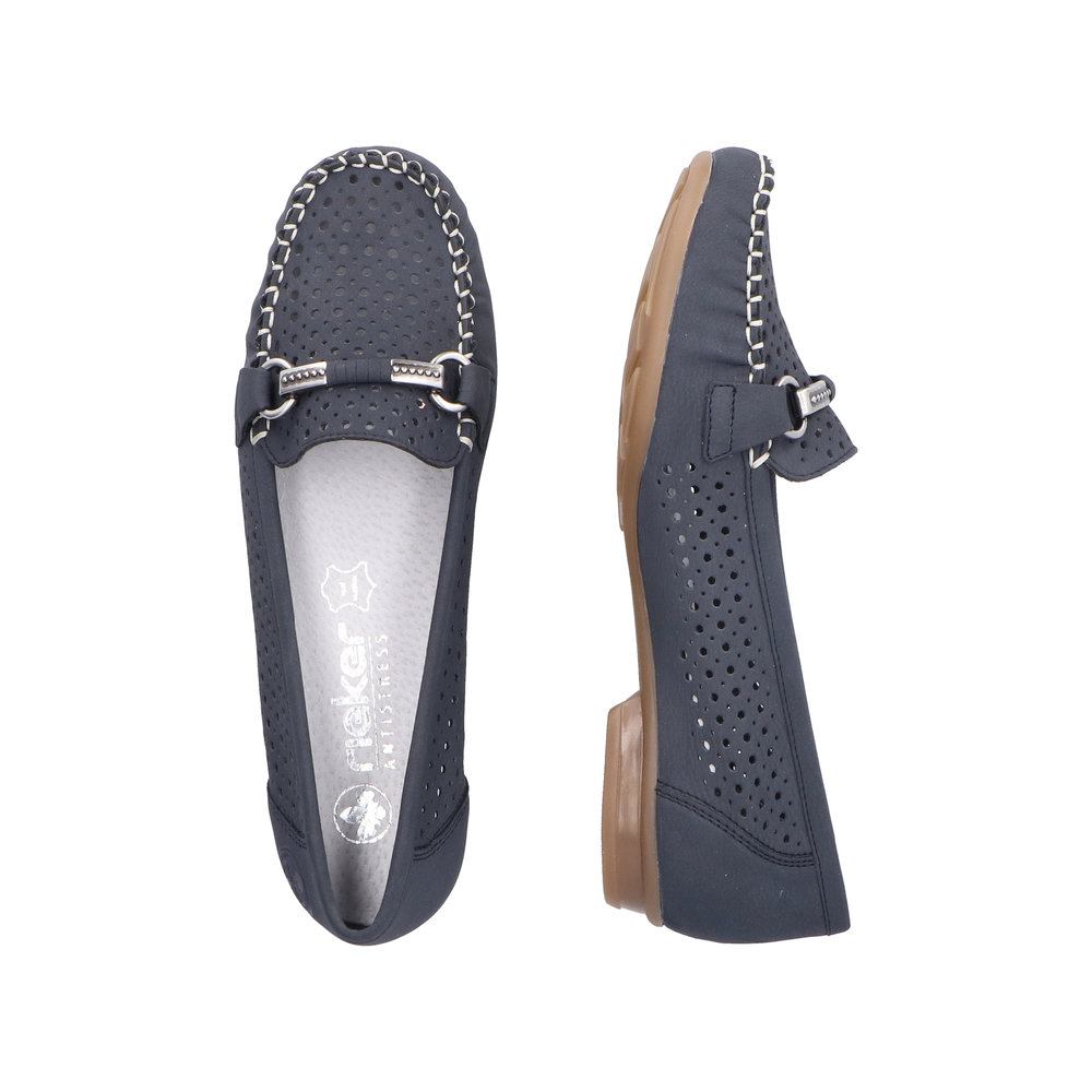 RIEKER Damen Loafer Mokassin dunkelblau 40065-15