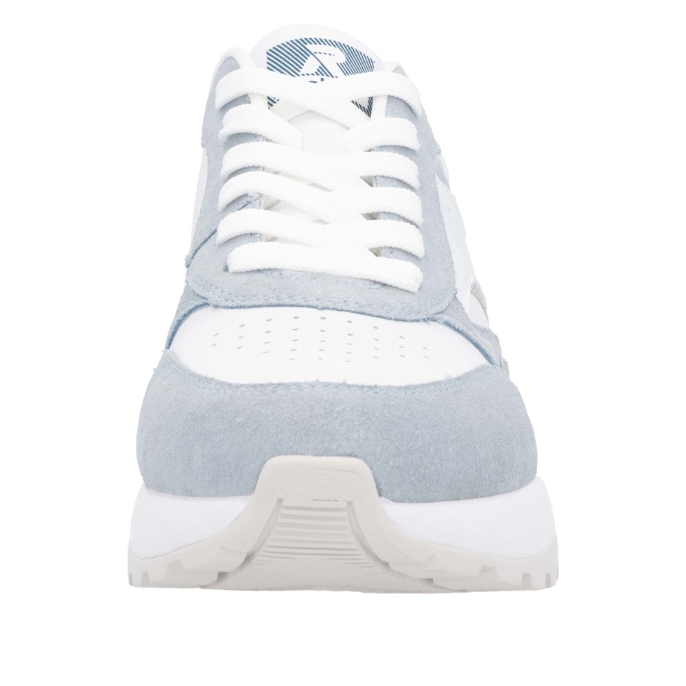 RIEKER Damen Sneaker weiß hellblau W2500-80 Sportschuhe