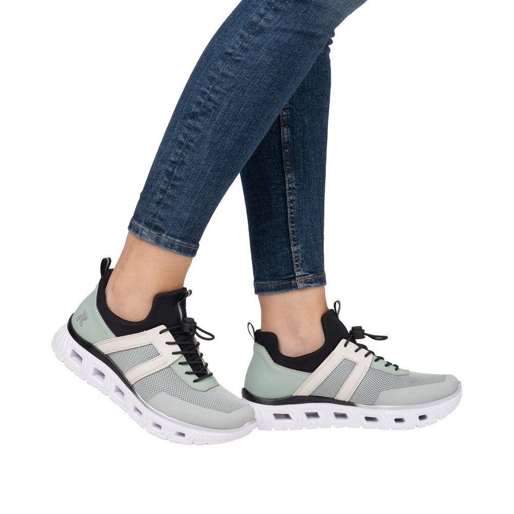 RIEKER Damen Sneaker Slipper grün M6061-52 leicht