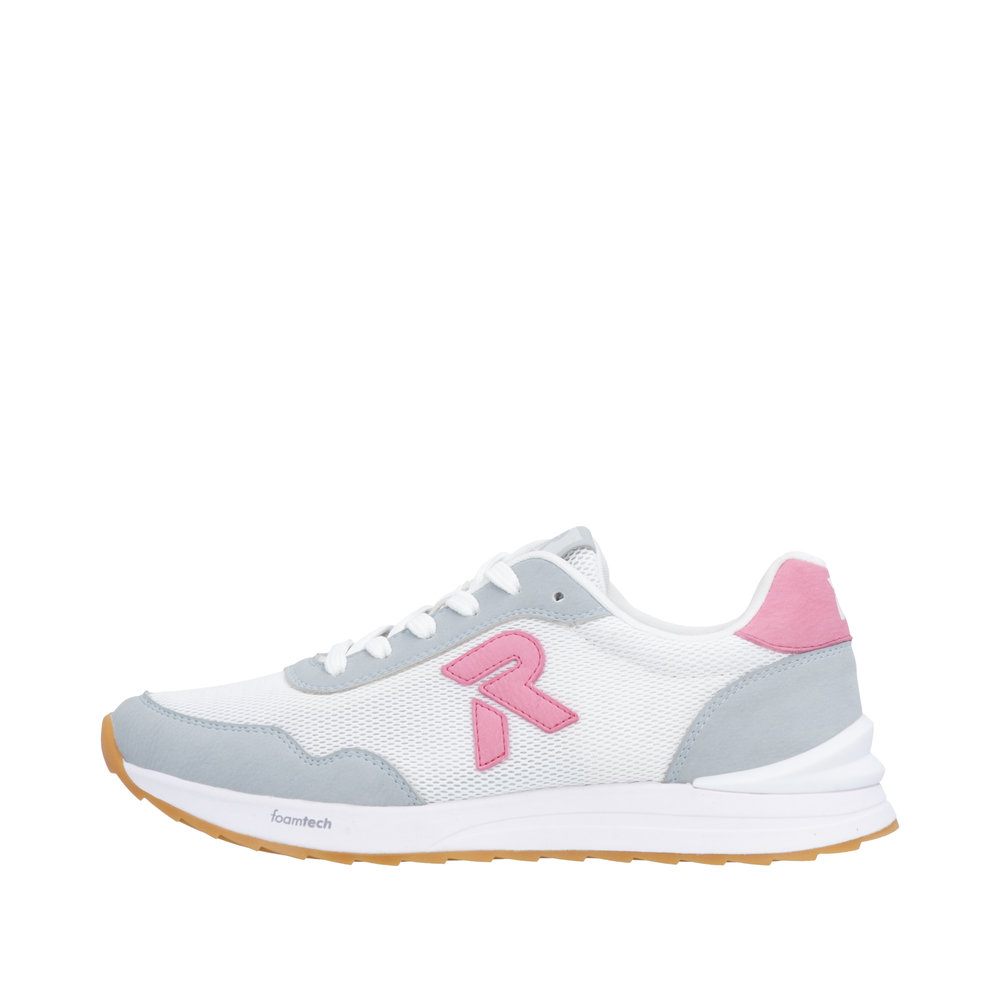 RIEKER Damen Sneaker weiß rosa blau W2404-81 super leicht