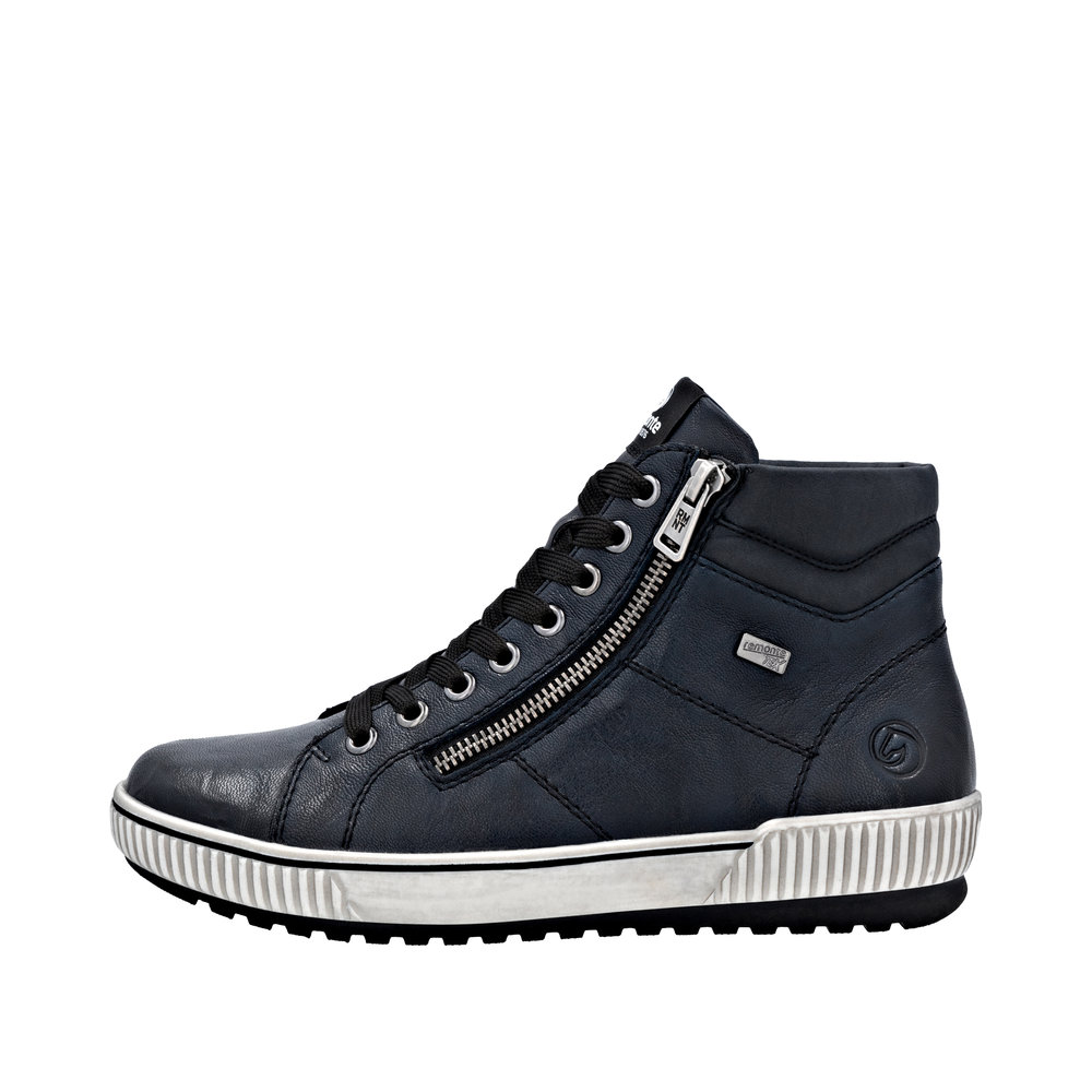 REMONTE Damen Stiefelette Marine Blau D0772-15 Leder und TEX