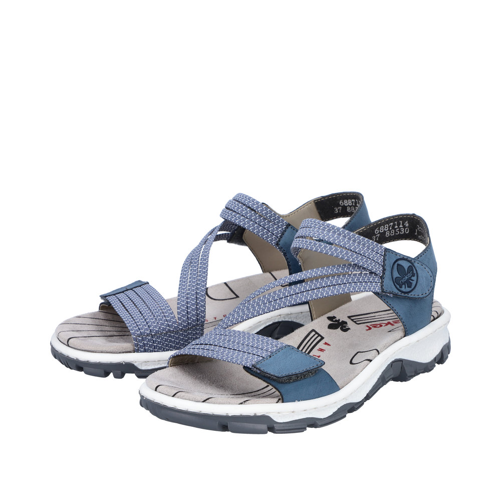RIEKER Damen Sandalette Trekking blau 68871-14 Klettverschluss