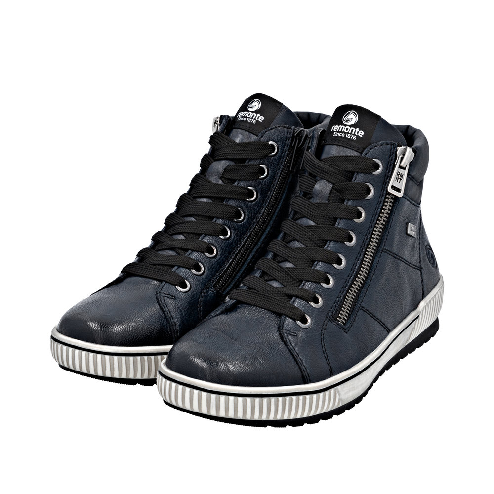 REMONTE Damen Stiefelette Marine Blau D0772-15 Leder und TEX