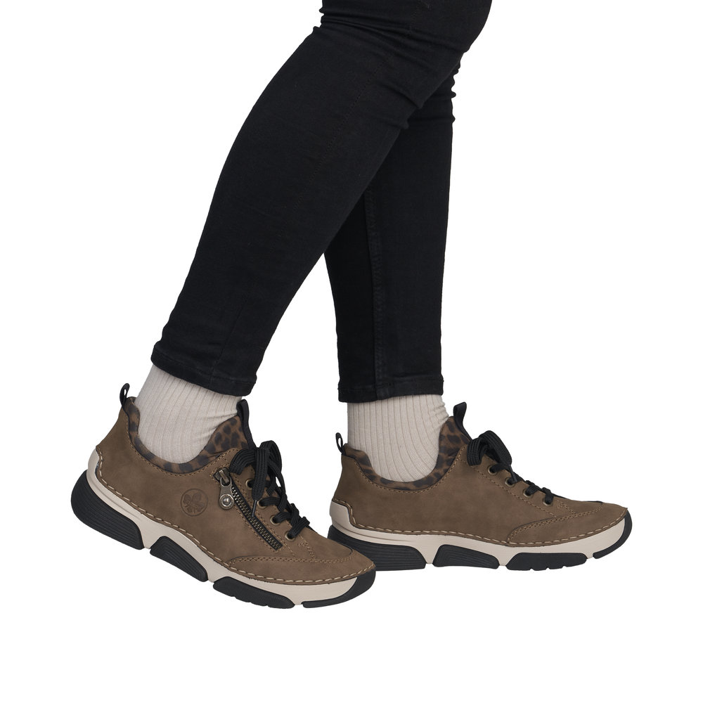 RIEKER Damen Sneaker Slipper braun Leoprint 45973-24