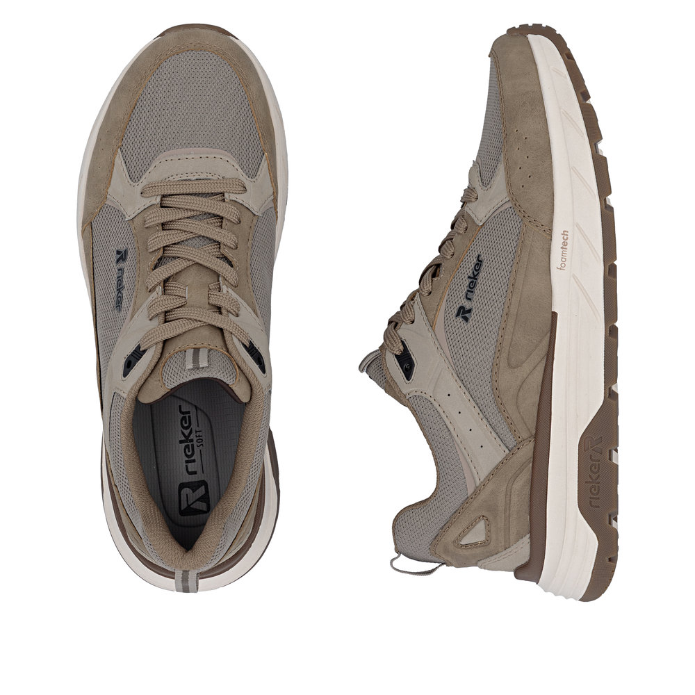 RIEKER Herren Sport Sneaker beige braun 06101-64 Gel-Einlage