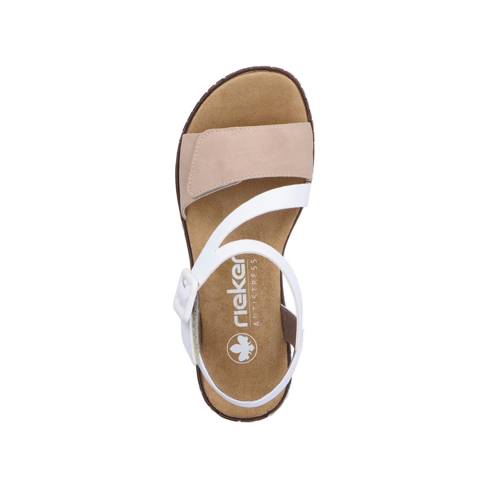 RIEKER Damen Sandale weiß beige V3660-60 mit Klettverschluss RIEKER Damen Sandale weiß beige V3660-60 mit Klettverschluss