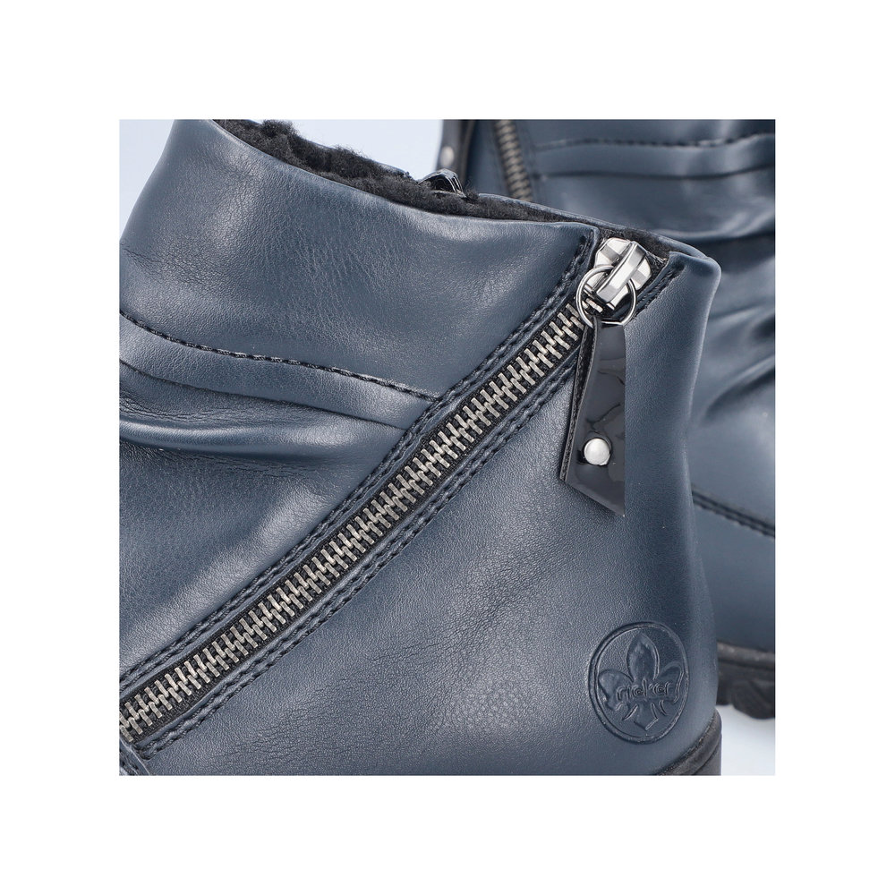 RIEKER Damen Stiefelette blau 59585-14 mit 2 Reißverschlüssen