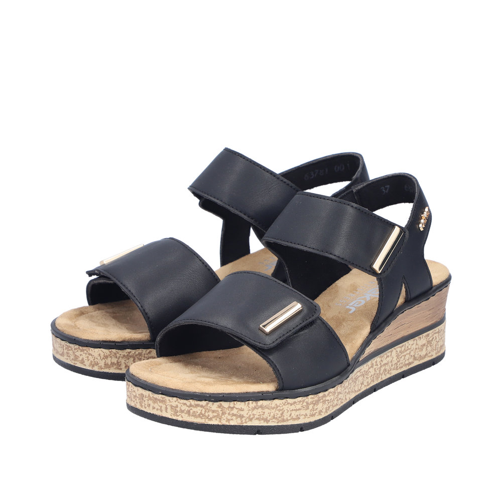 RIEKER Damen Sandale schwarz 63781-00 Keilabsatz