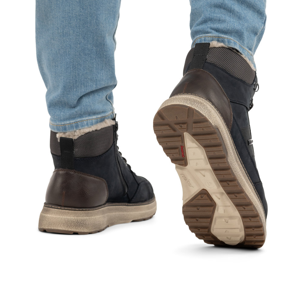 RIEKER Herren Stiefelette blau B5546-14 Leder und TEX