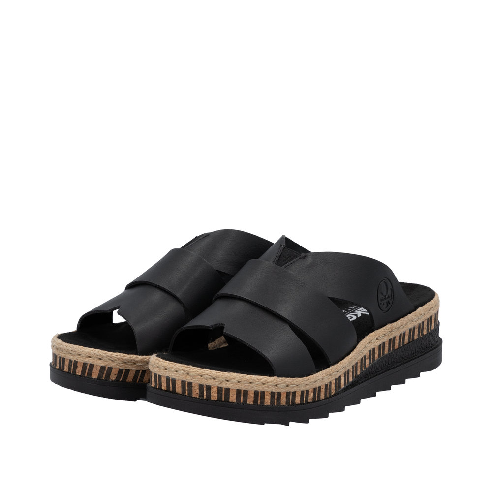 RIEKER Damen Pantolette schwarz V7989-00 Keilabsatz