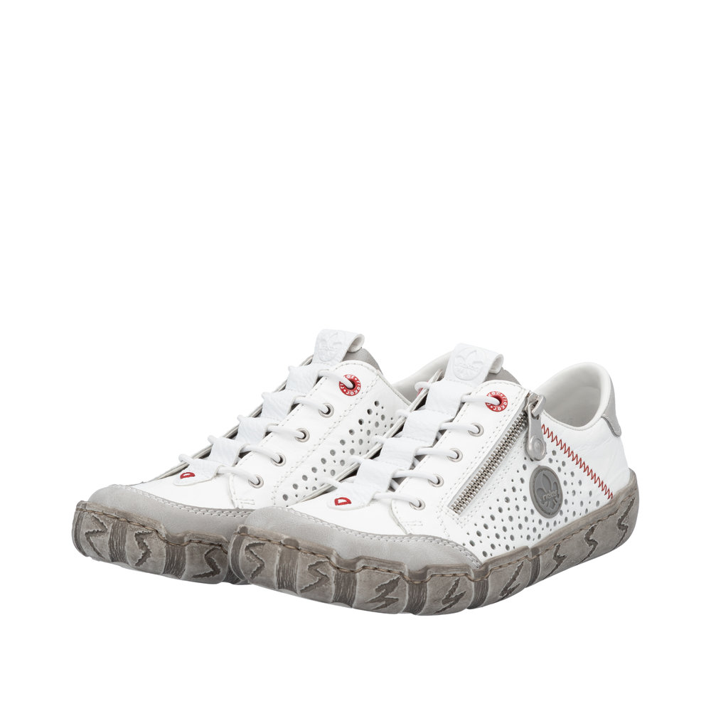 RIEKER Damen Slipper weiß L0355-80 mit Reißverschluss