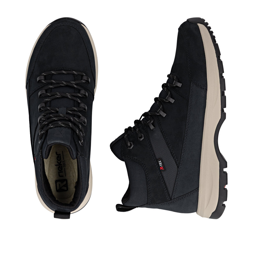 RIEKER Herren Stiefelette blau U1671-14 echt Leder mit TEX