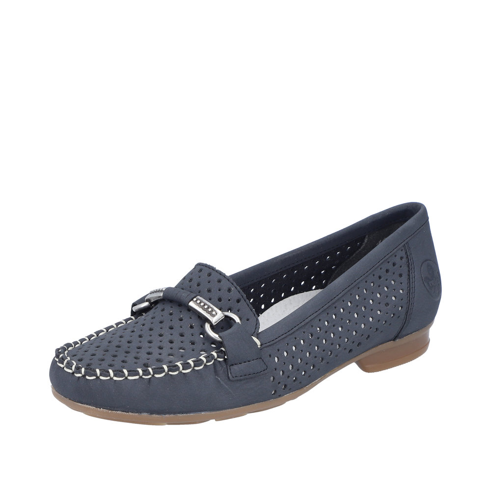 RIEKER Damen Loafer Mokassin dunkelblau 40065-15