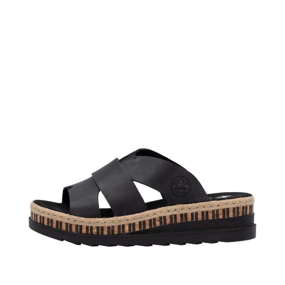 RIEKER Damen Pantolette schwarz V7989-00 Keilabsatz