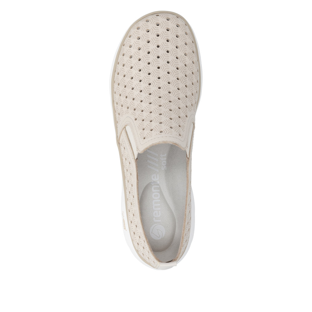 REMONTE Damen Slipper beige D3G04-60 echt Leder
