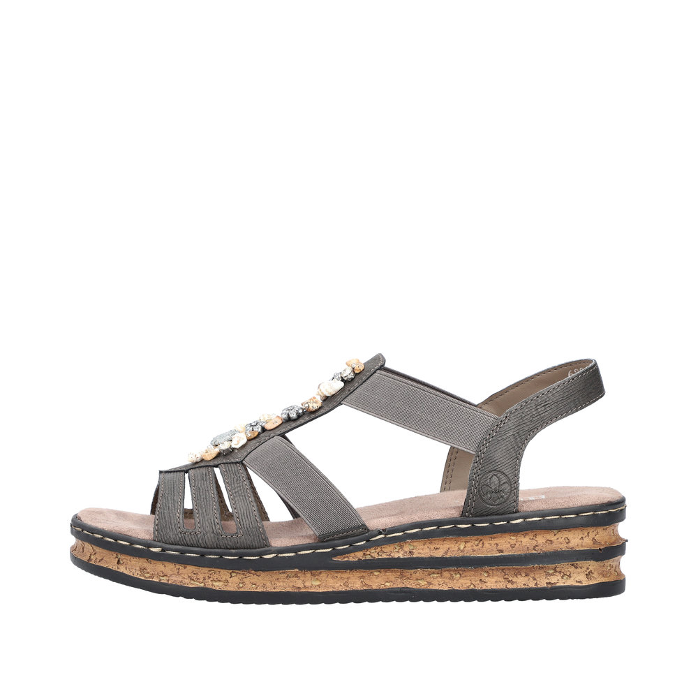 RIEKER Damen Sandale grau 62949-45 Gummizug