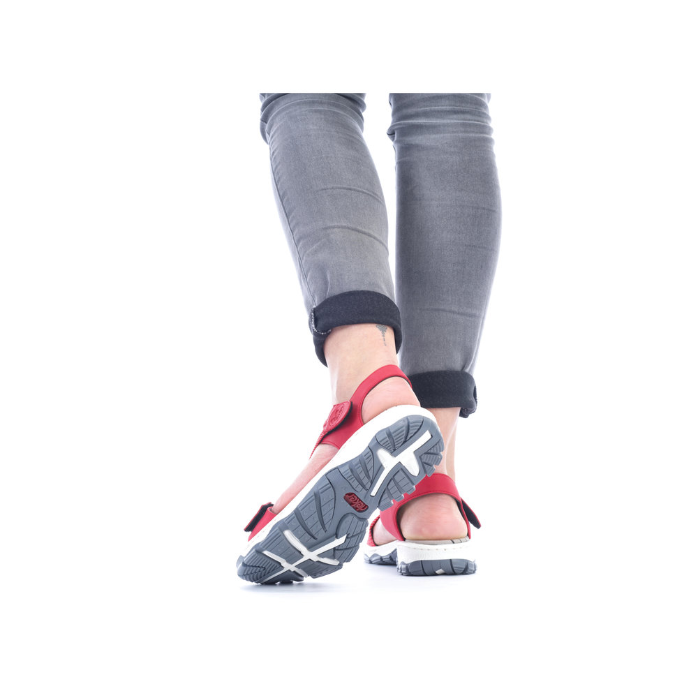 RIEKER Damen Sandalette Trekking rot 68871-33 Gummizug