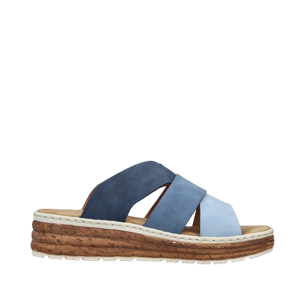 RIEKER Damen Pantolette blau 62780-12 Keilabsatz
