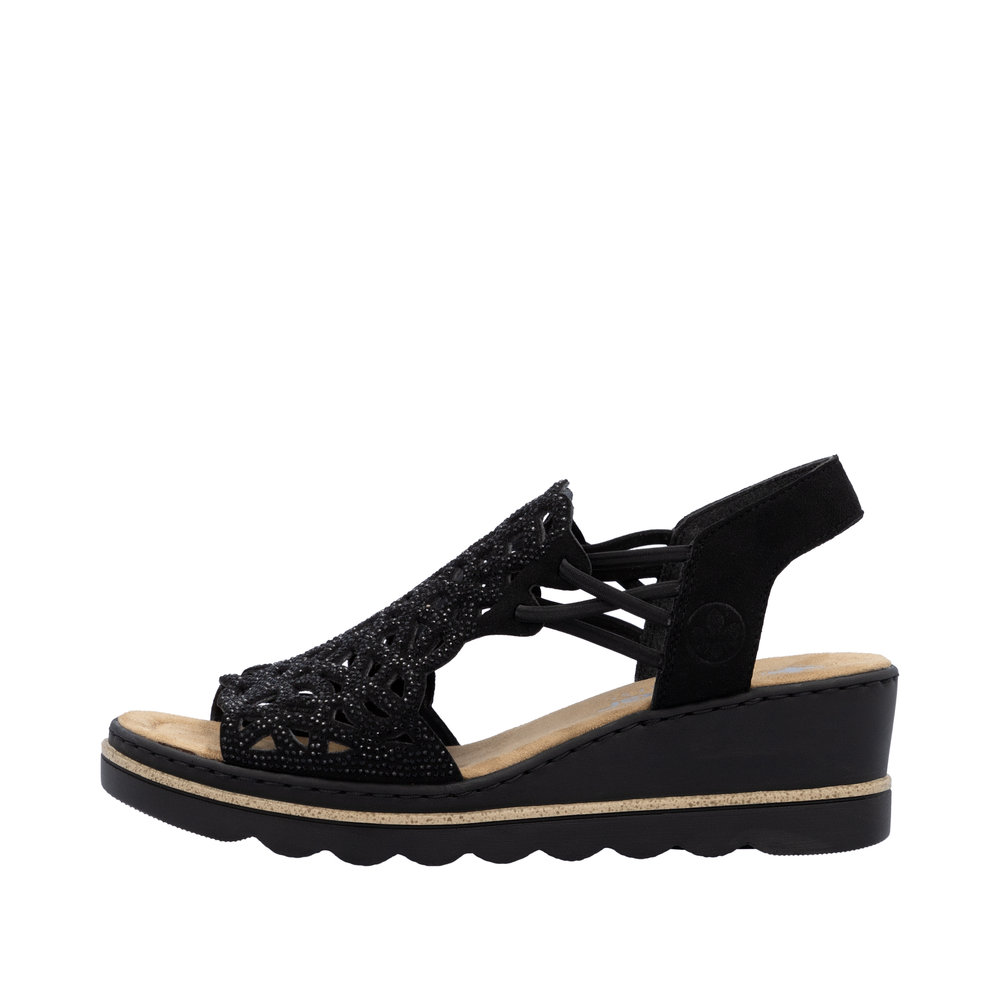 RIEKER Damen Sandalette schwarz 67465-00 mit Glitzer