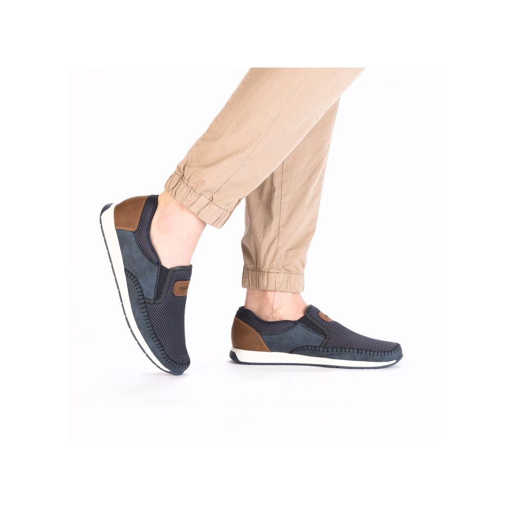 RIEKER Herren Halbschuh Slipper blau 11954-14