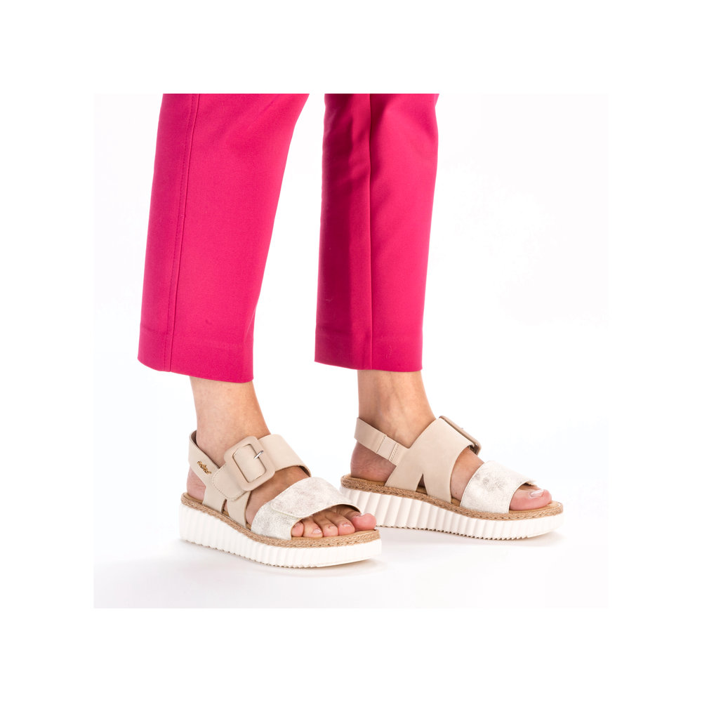 RIEKER Damen Sandale beige gold 69260-60 Weite H