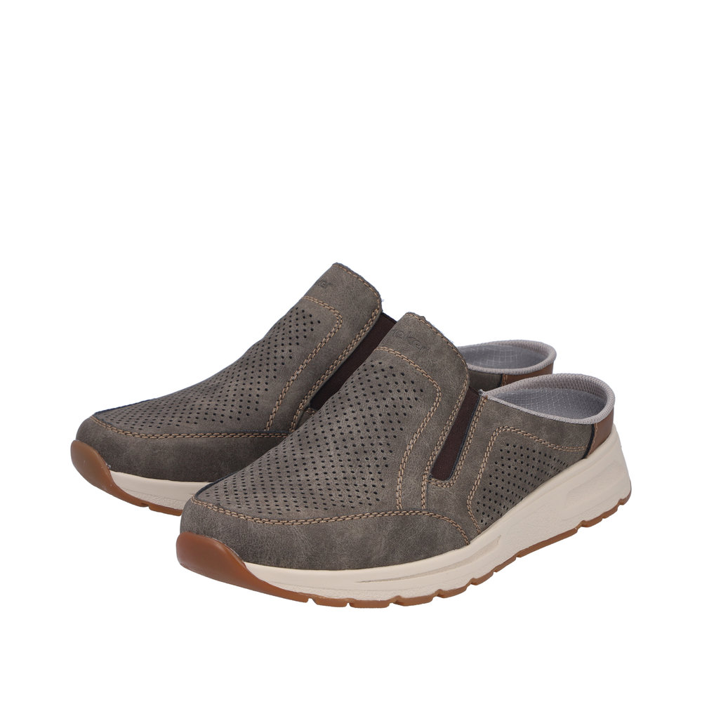 RIEKER Herren Clogs Sabot braun grau B0760-25 lose Einlage