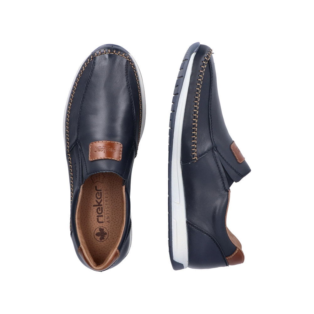 RIEKER Herren Slipper blau 11962-14 echt Leder